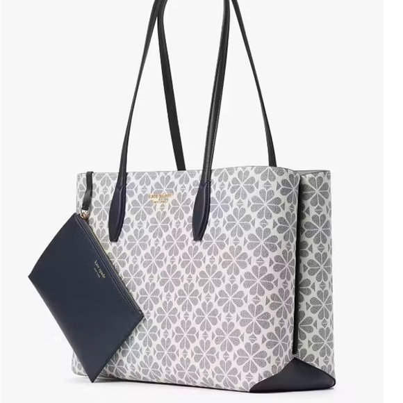KATE SPADE NEW YORK Women, PVC, Spade Flowers Tote, Slate Blue & White - Picture 2 of 6